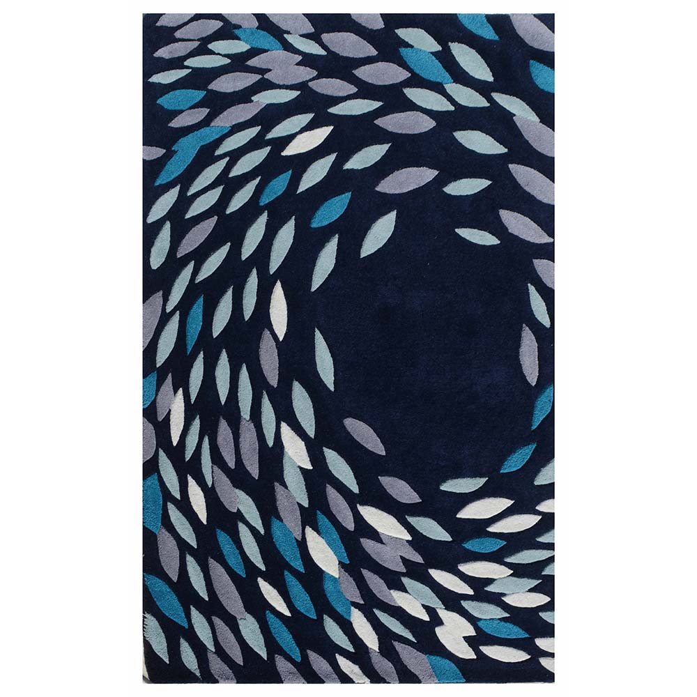 Rugs, (Presto) ICHT1309C5X8, Blue & Silver Abstract Hand Tufted Wool Carpet-EL15948-60X96 inches