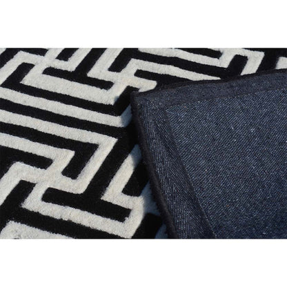 Rugs, (Presto) ICHT1315C5X8, Black & White Abstract Hand Tufted Wool Carpet-EL15949-60X96 inches