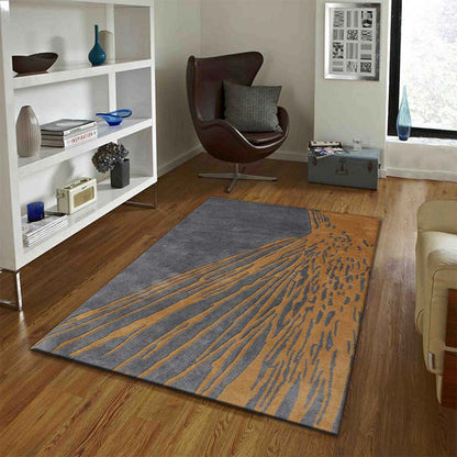 Rugs, (Presto) ICHT1323C6X9, Gold & Grey Abstract Hand Tufted Wool Carpet-EL15950-72X108 inches