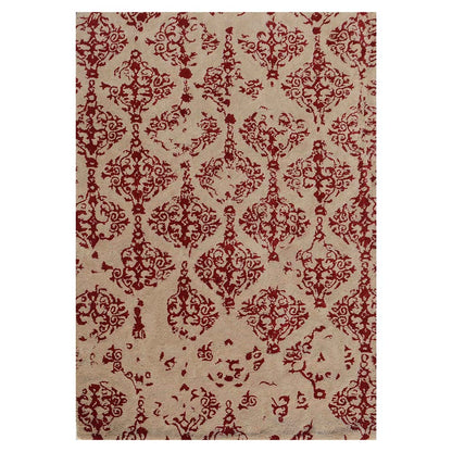 Rugs, (Presto) ICHT1331C6X9, Red & Beige Abstract Hand Tufted Wool Carpet-EL15951-72X108 inches