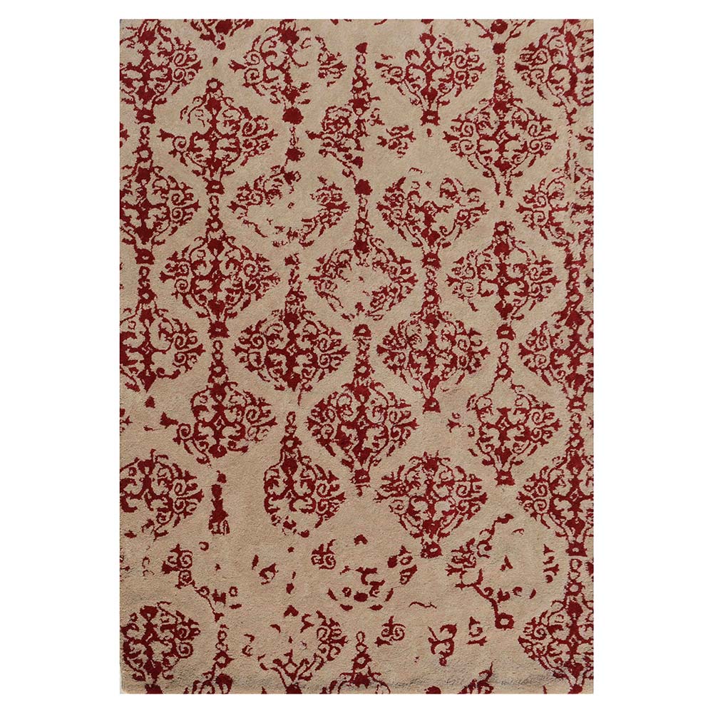 Rugs, (Presto) ICHT1331C4X6, Red & Beige Abstract Hand Tufted Wool Carpet -EL15951-48X72 inches
