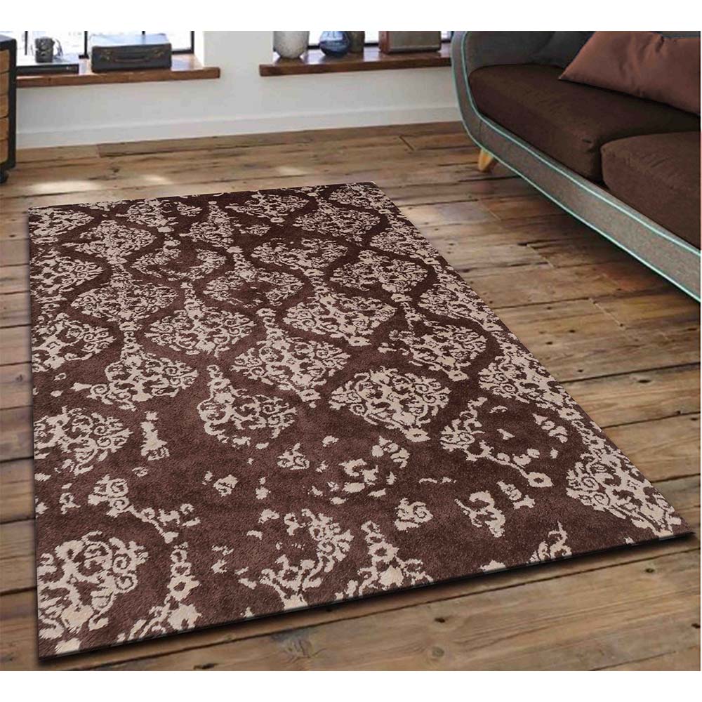 Rugs, (Presto) ICHT1332C4X6, Brown & Beige Abstract Hand Tufted Wool Carpet -EL15952-48X72 inches