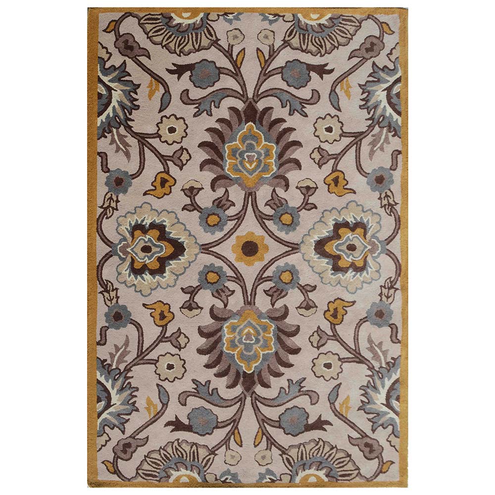 Rugs, (Presto) ICHT1353C6X9, Brown Beige & Gold Traditional Hand Tufted Wool Carpet -EL15953-72X108 inches