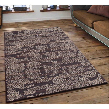 Rugs, (Presto) ICHT1362C6X9, Brown & Beige Abstract Hand Tufted Wool Carpet-EL15954-72X108 inches