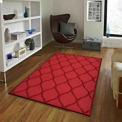 Rugs, (Presto) ICHT1371C5X8, Red Abstract Hand Tufted Wool Carpet-EL15955-60X96 inches