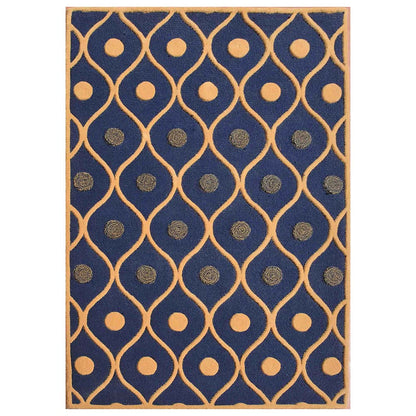 Rugs, (Presto) ICHT1379C5X8, Blue & Gold Abstract Hand Tufted Wool Carpet-EL15956-60X96 inches