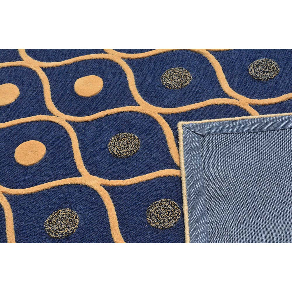 Rugs, (Presto) ICHT1379C5X8, Blue & Gold Abstract Hand Tufted Wool Carpet-EL15956-60X96 inches