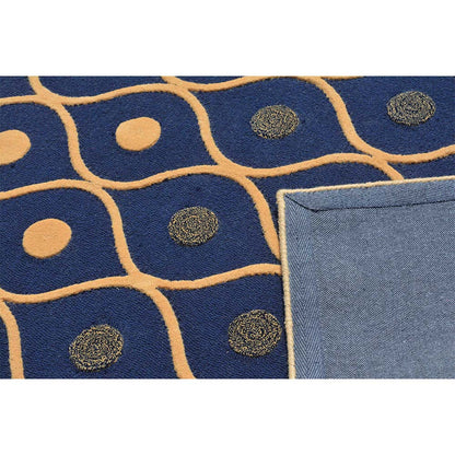 Rugs, (Presto) ICHT1379C5X8, Blue & Gold Abstract Hand Tufted Wool Carpet-EL15956-60X96 inches