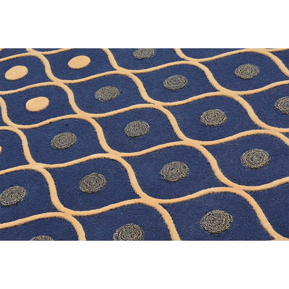 Rugs, (Presto) ICHT1379C5X8, Blue & Gold Abstract Hand Tufted Wool Carpet-EL15956-60X96 inches