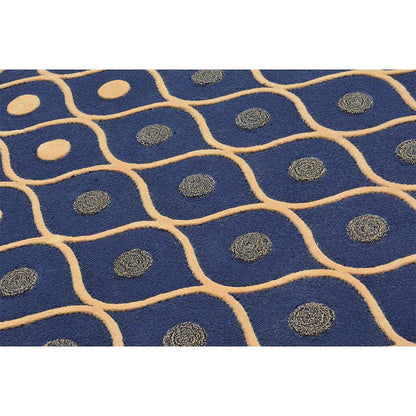 Rugs, (Presto) ICHT1379C6X9, Blue & Gold Abstract Hand Tufted Wool Carpet-EL15956-72X108 inches