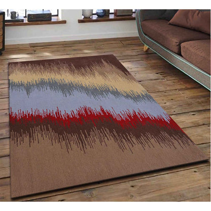Rugs, (Presto) ICHT1381C5X8, Red & Brown Abstract Hand Tufted Wool Carpet-EL15957-60X96 inches