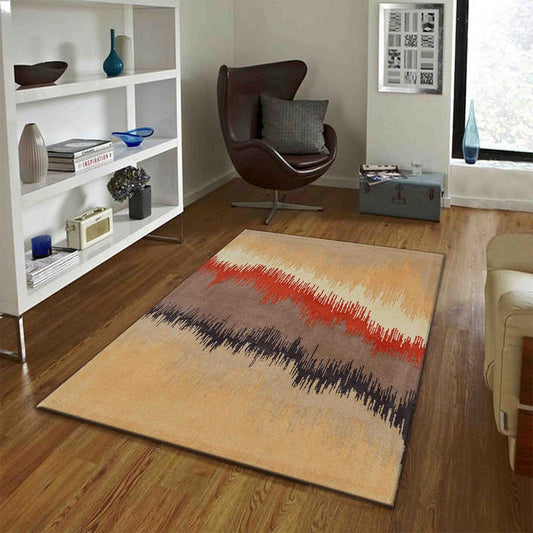 Rugs, (Presto) ICHT1386C6X9, Orange & Beige Abstract Hand Tufted Wool Carpet-EL15958-72X108 inches