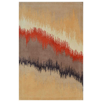 Rugs, (Presto) ICHT1386C5X8, Orange & Beige Abstract Hand Tufted Wool Carpet-EL15958-60X96 inches