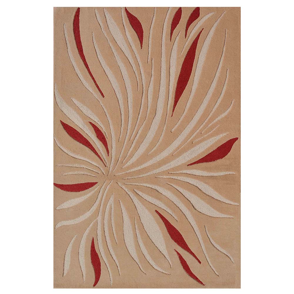 Rugs, (Presto) ICHT1411C5X8, Red & Beige Abstract Hand Tufted Wool Carpet-EL15961-60X96 inches