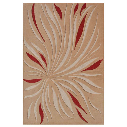 Rugs, (Presto) ICHT1411C5X8, Red & Beige Abstract Hand Tufted Wool Carpet-EL15961-60X96 inches
