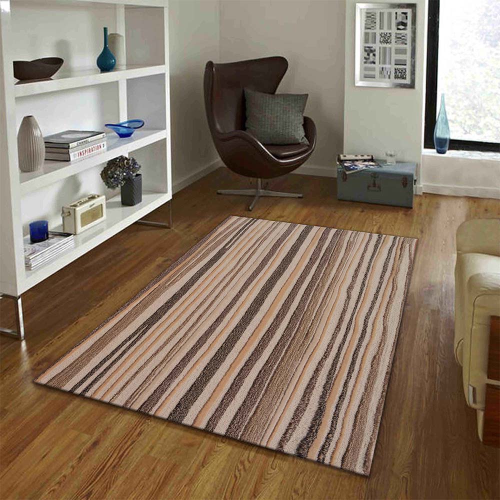 Rugs, (Presto) ICHT1442C5X8, Brown & Beige Abstract Hand Tufted Wool Carpet-EL15964-60X96 inches