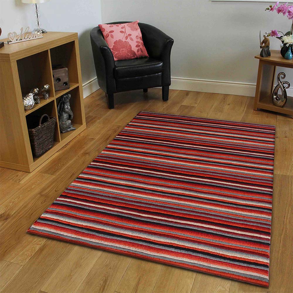 Rugs, (Presto) ICHT1486C4X6, Multicolor  Stripe Hand Tufted Wool Carpet - EL15969