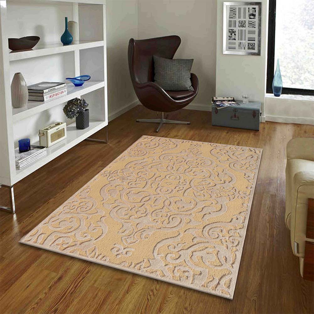 Rugs, (Presto) ICHT1503C5X7, Gold & Beige Color Traditional Hand Tufted Wool Carpet - EL15971