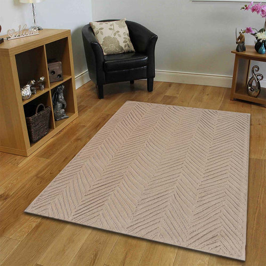 Rugs, (Presto) ICHT1543C5X7, Beige Color Abstract Hand Tufted Wool Carpet - EL15976