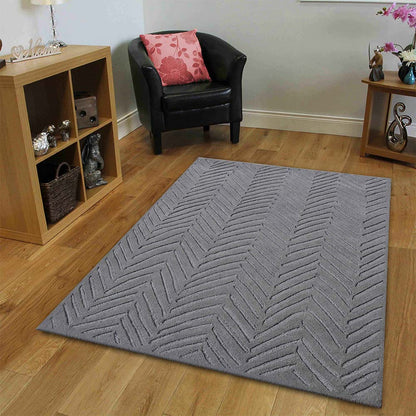 Rugs, (Presto) ICHT1545C5X7, Grey Color Abstract Hand Tufted Wool Carpet - EL15977
