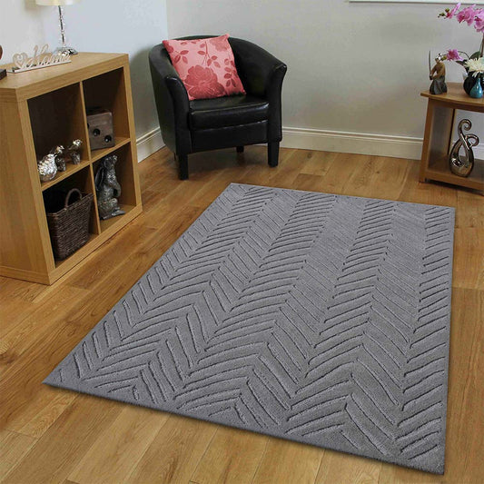 Rugs, (Presto) ICHT1545C4X6, Grey Color Abstract Hand Tufted Wool Carpet - EL15977