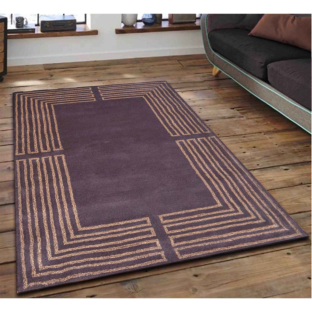 Rugs, (Presto) ICHT1552C5X7, Brown & Beige Color Geometric Hand Tufted Wool Carpet - EL15978