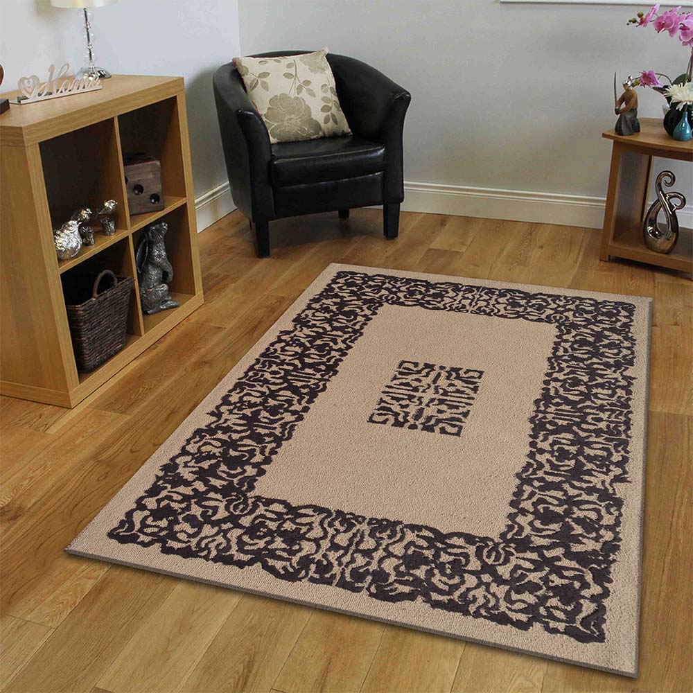 Rugs, (Presto) ICHT1572C6X9, Brown & Beige Color Traditional Hand Tufted Wool Carpet - EL15981