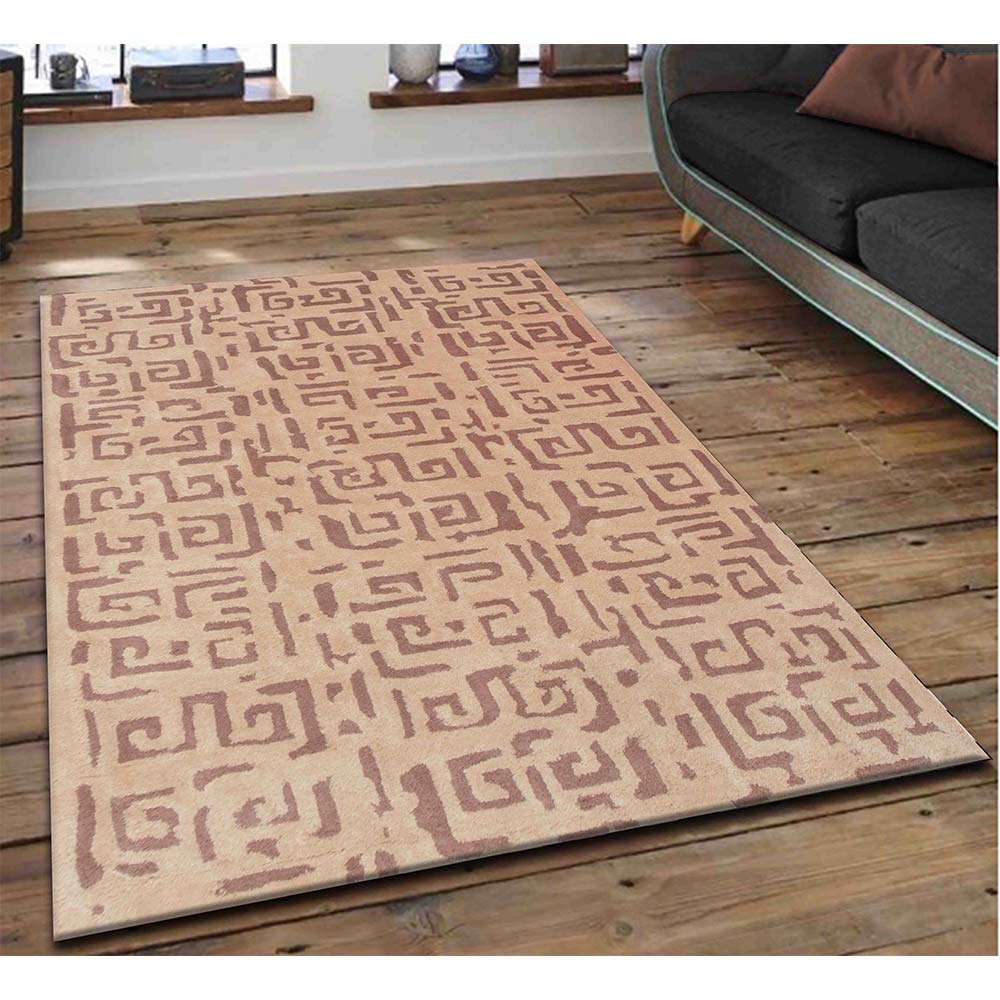 Rugs, (Presto) ICHT1583C4X6, Mouse & Beige Color Abstract Hand Tufted Wool Carpet - EL15982