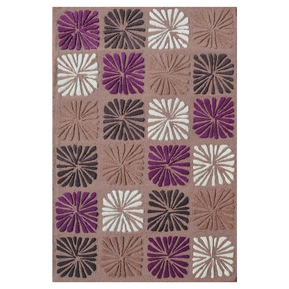 Rugs, (Presto) ICHT1597C5X7, Purple & Brown and White Color Abstract Hand Tufted Wool Carpet - EL15984
