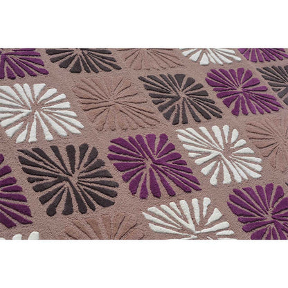 Rugs, (Presto) ICHT1597C4X6, Purple & Brown and White Color Abstract Hand Tufted Wool Carpet - EL15984