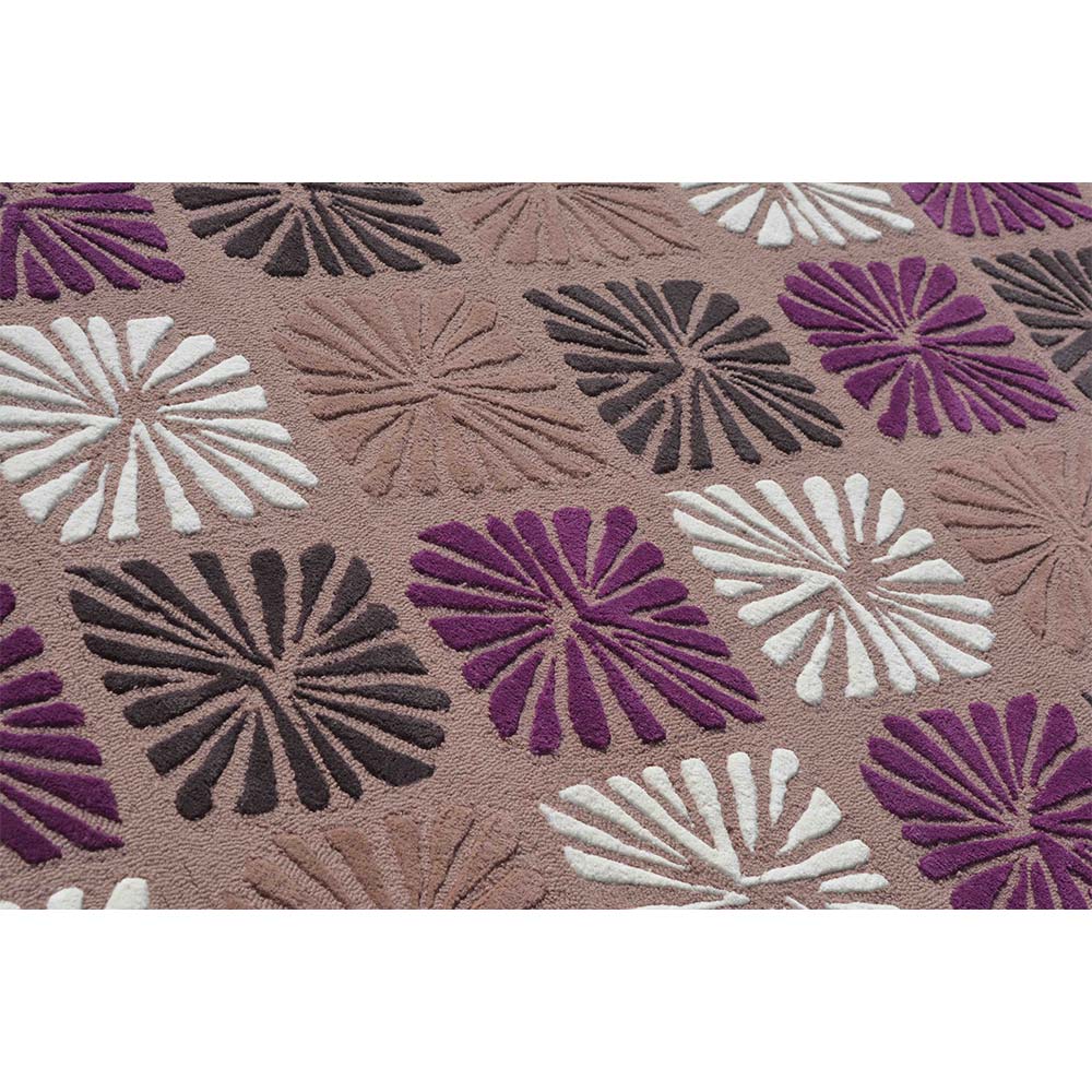 Rugs, (Presto) ICHT1597C5X7, Purple & Brown and White Color Abstract Hand Tufted Wool Carpet - EL15984