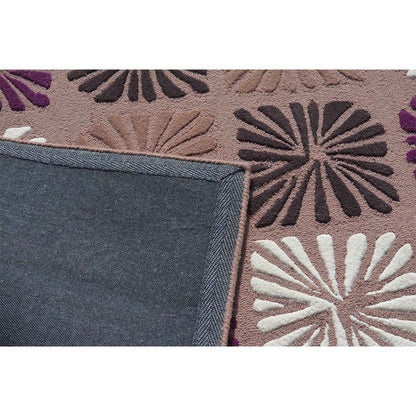 Rugs, (Presto) ICHT1597C5X7, Purple & Brown and White Color Abstract Hand Tufted Wool Carpet - EL15984