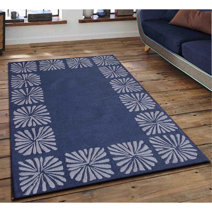 Rugs, (Presto) ICHT1599C4X6, Blue & Silver Color Abstract Hand Tufted Wool Carpet - EL15985