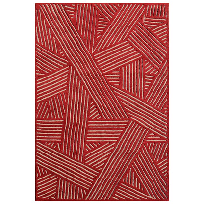Rugs, (Presto) ICHT1611C4X6,  Red & Beige Color Geometric Hand Tufted Wool Carpet - EL15987