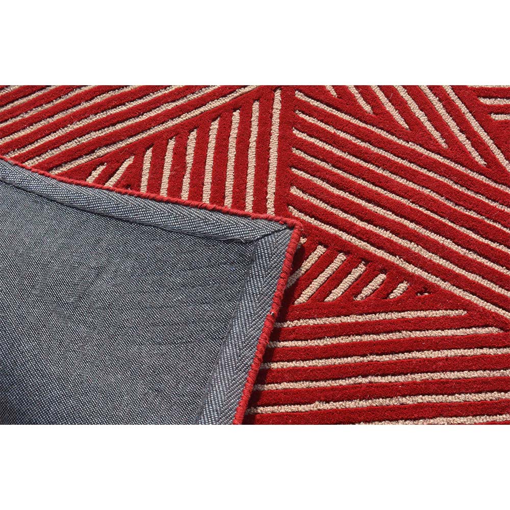 Rugs, (Presto) ICHT1611C6X9, Red & Beige Color Geometric Hand Tufted Wool Carpet - EL15987