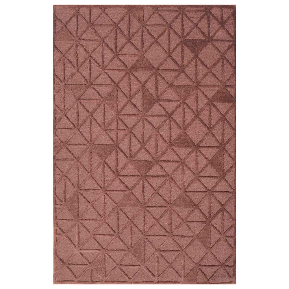 Rugs, (Presto) ICHT1622C3X5, Brown Color Geometric Hand Tufted Wool Carpet - EL15989