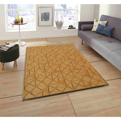 Rugs, (Presto) ICHT1623C6X9, Gold Color Geometric Hand Tufted Wool Carpet - EL15990