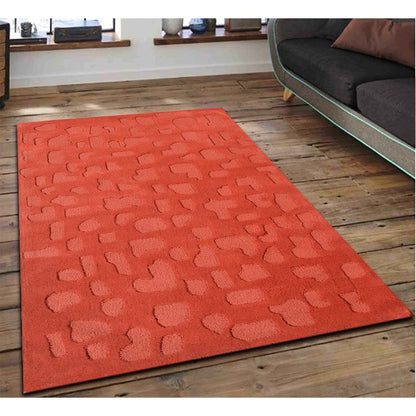 Rugs, (Presto) ICHT1636C5X7, Orange Color Abstract Hand Tufted Wool Carpet- EL15992