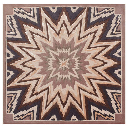 Rugs, (Presto) ICHT1662C6X6, Brown & Beige Color Geometric Hand Tufted Wool Square Carpet - EL15996