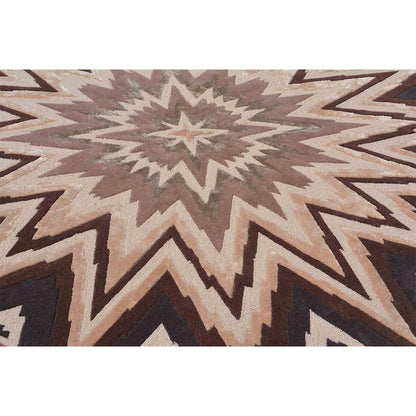 Rugs, (Presto) ICHT1662C6X6, Brown & Beige Color Geometric Hand Tufted Wool Square Carpet - EL15996