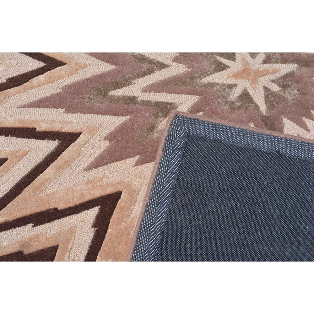 Rugs, (Presto) ICHT1662C6X6, Brown & Beige Color Geometric Hand Tufted Wool Square Carpet - EL15996
