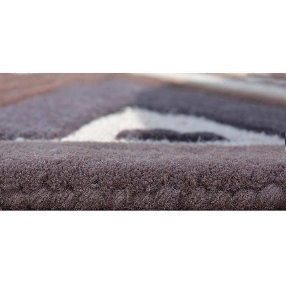 Rugs, (Presto) ICHT1662C6X6, Brown & Beige Color Geometric Hand Tufted Wool Square Carpet - EL15996