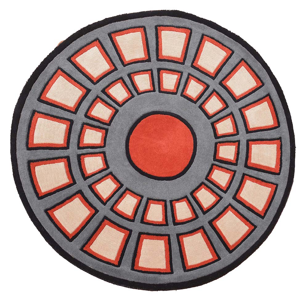 Rugs, (Presto) ICHT1706C6X6, Multicolor Geometric Hand Tufted Round Wool Carpet - EL15997