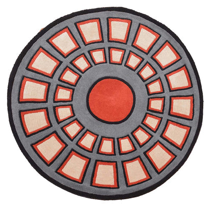 Rugs, (Presto) ICHT1706C5X5, Multicolor Geometric Hand Tufted Round Wool Carpet - EL15997