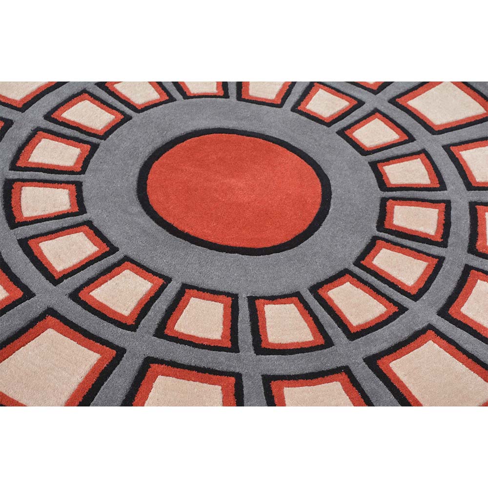 Rugs, (Presto) ICHT1706C5X5, Multicolor Geometric Hand Tufted Round Wool Carpet - EL15997