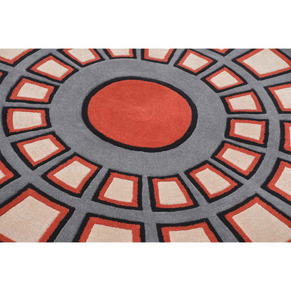Rugs, (Presto) ICHT1706C5X5, Multicolor Geometric Hand Tufted Round Wool Carpet - EL15997