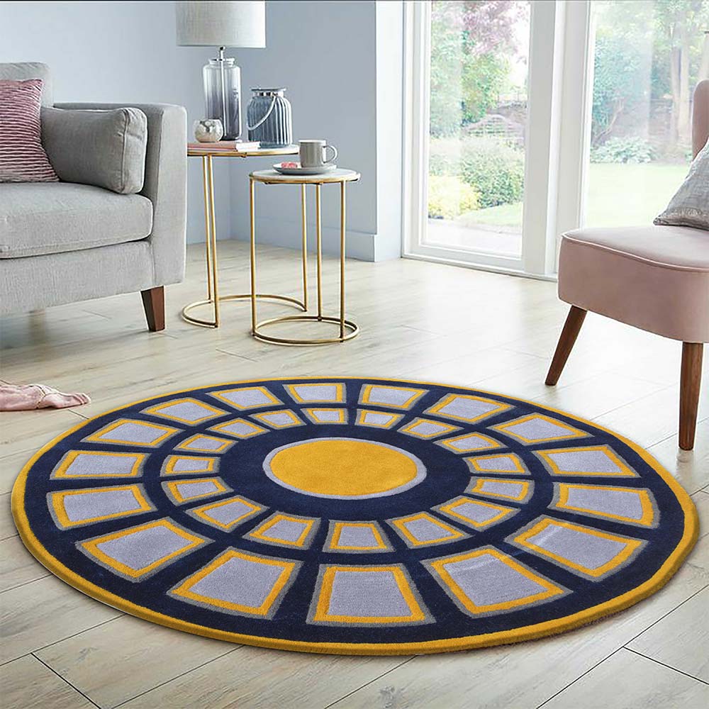 Rugs, (Presto) ICHT1709C6X6, Multicolor Geometric Hand Tufted Round Wool Carpet - EL15998