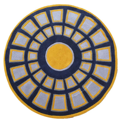 Rugs, (Presto) ICHT1709C5X5, Multicolor Geometric Hand Tufted Round Wool Carpet - EL15998