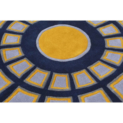Rugs, (Presto) ICHT1709C5X5, Multicolor Geometric Hand Tufted Round Wool Carpet - EL15998