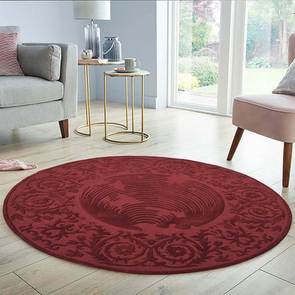 Rugs, (Presto) ICHT1711C6X6, Maroon Color Traditional Hand Tufted Round Wool Carpet - EL15999